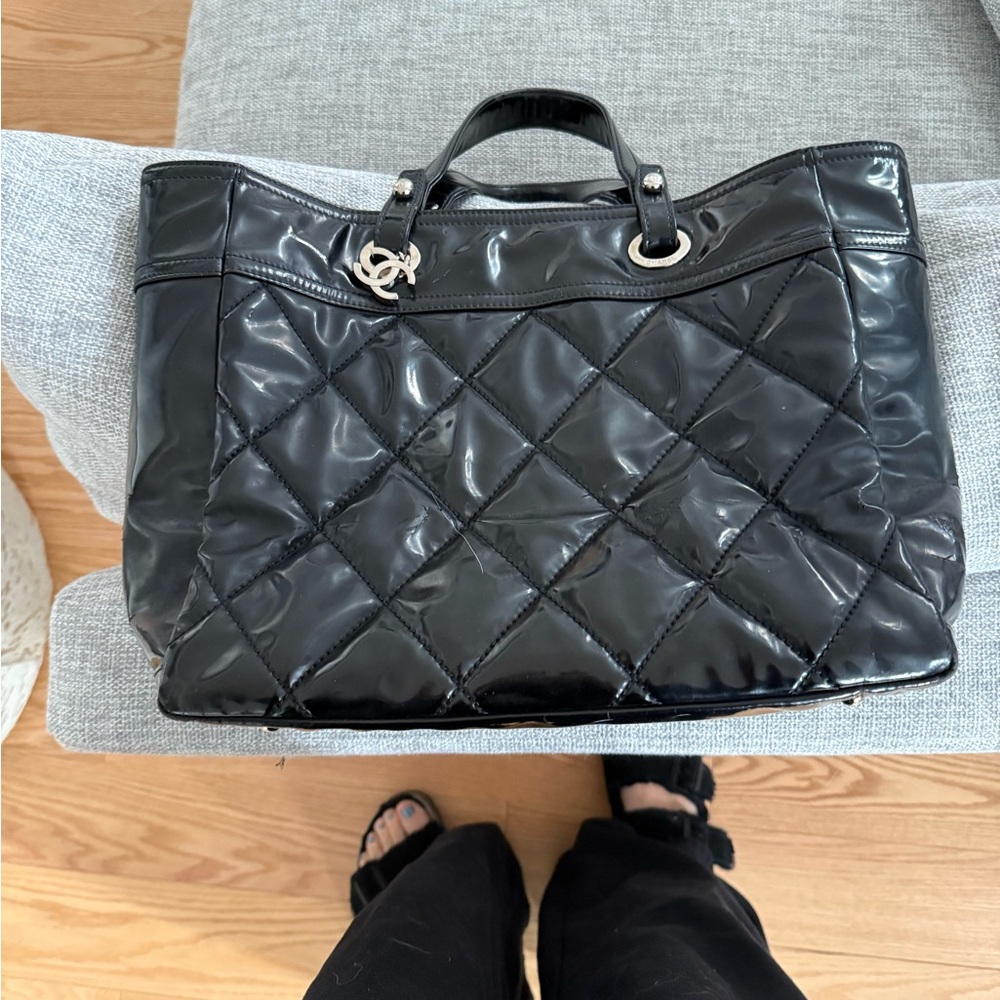 Chanel Black patent tote